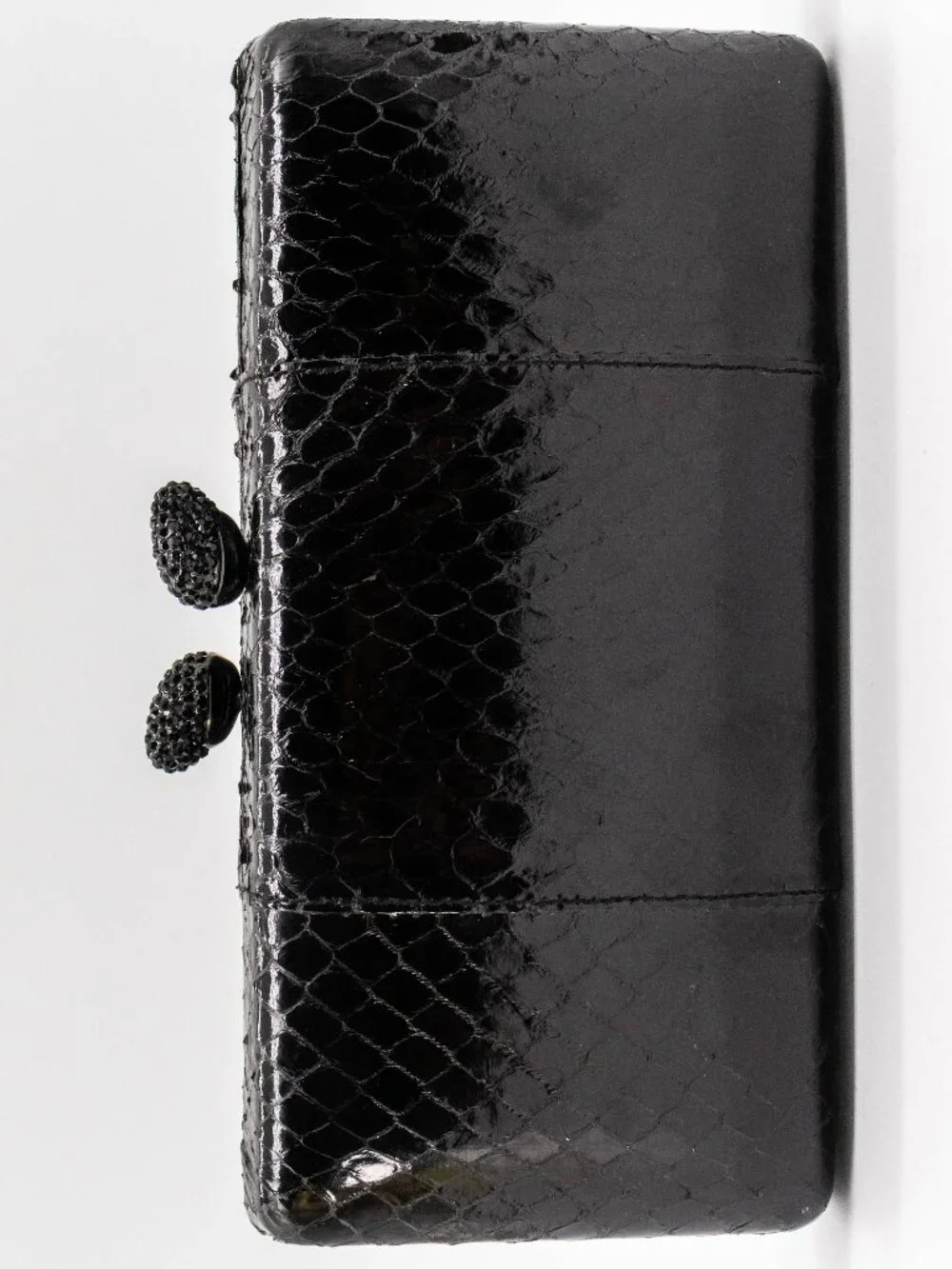 KOTUR Espey Black Snakeskin Box Clutch